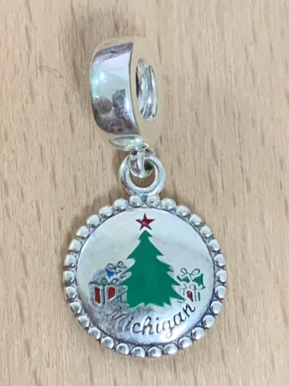 Pandora Michigan State Tree Eastern White Pine Christmas Charm, S925 Silver